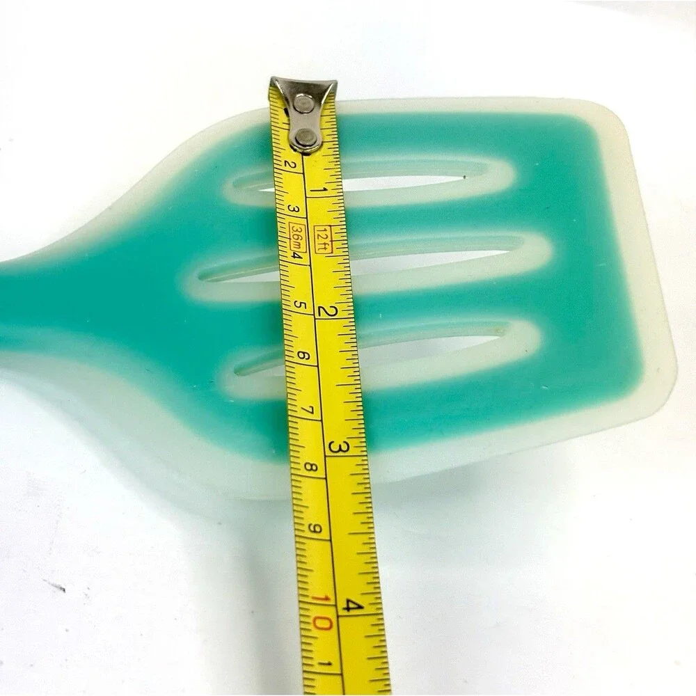 Polar Pantry Silicone Slotted Design Heat Resistant 12” Spatula Teal Clear EUC